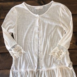 Shabby Chic White & Lace Cardigan